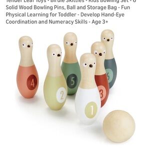 NIB Tender Leaf Birdie Skittles Wooden Kids Bowling Set - Multicolor